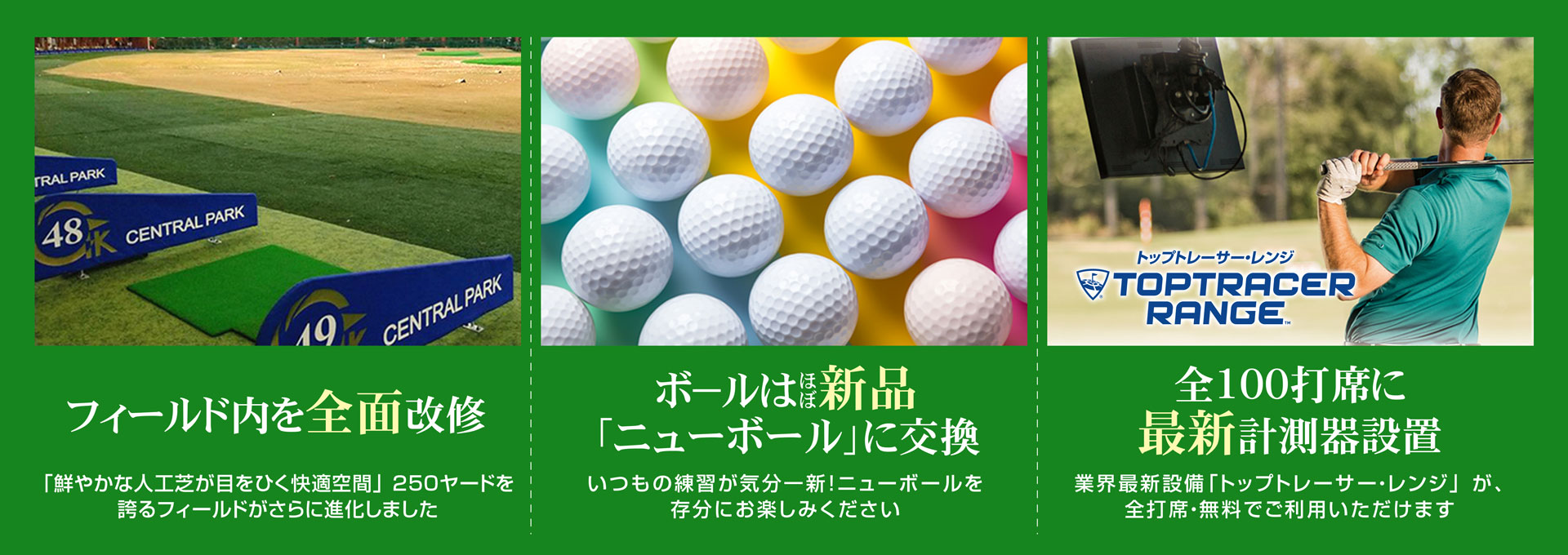 フィールド内を全面改修　ボールはほぼ新品「ニューボール」に交換　全100打席に最新計測器設置